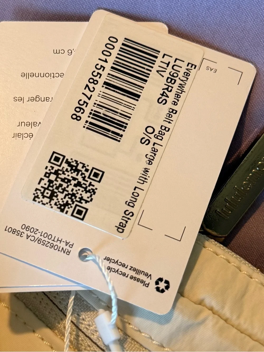 Lululemon everywhere belt bag large with large strap - Cream